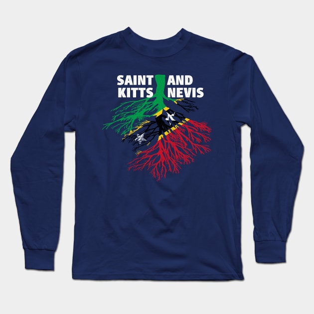 Saint Kitts and Nevis Roots Flag Long Sleeve T-Shirt by BraaiNinja